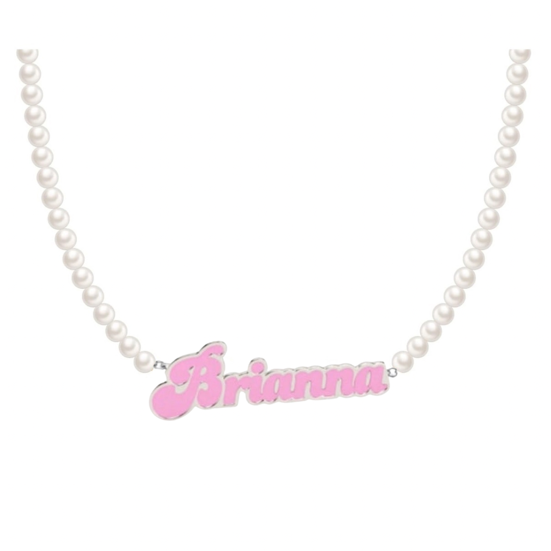 PINK and Pearls Name Necklace